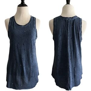 NWOT rare PAIGE blue distressed burnout tank top size small new without tags
